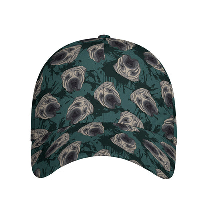 Shar Pei Face Pattern Print Baseball Cap
