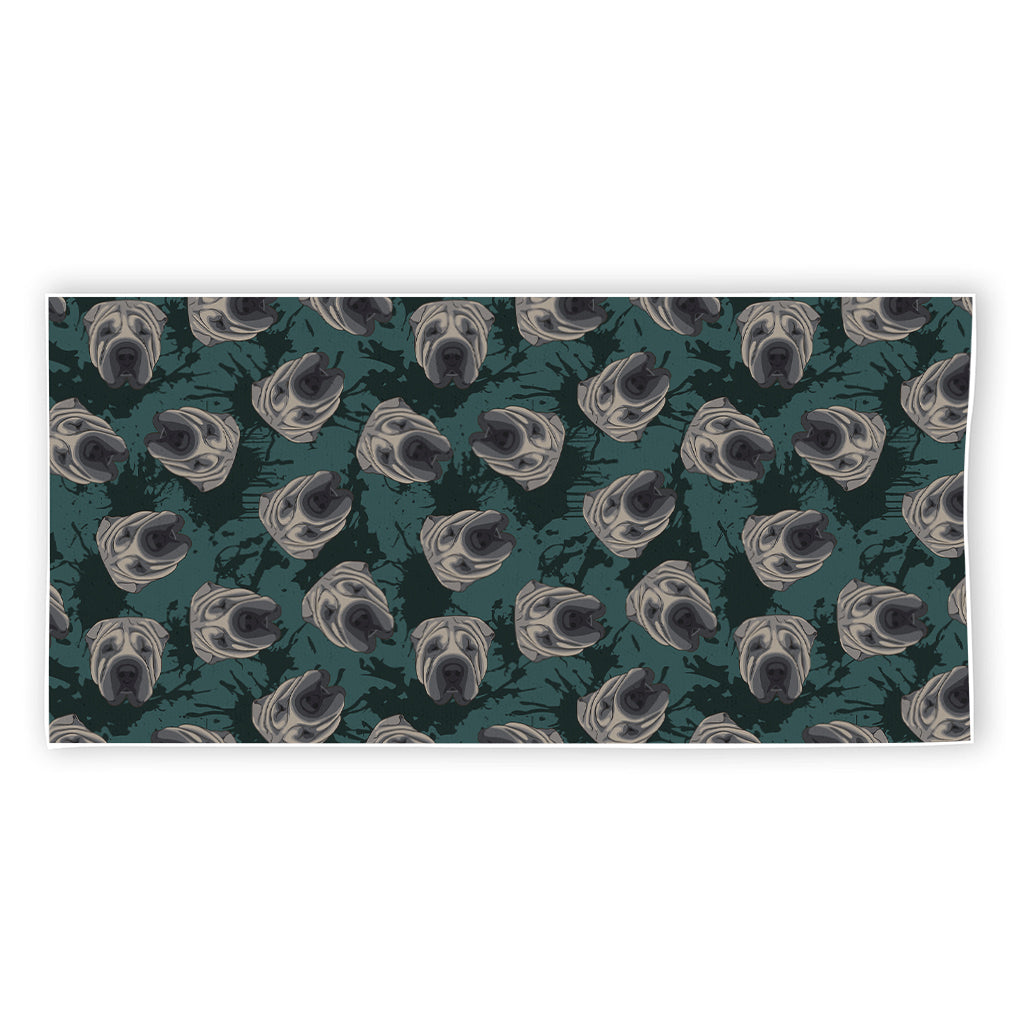 Shar Pei Face Pattern Print Beach Towel