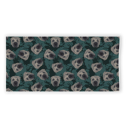 Shar Pei Face Pattern Print Beach Towel