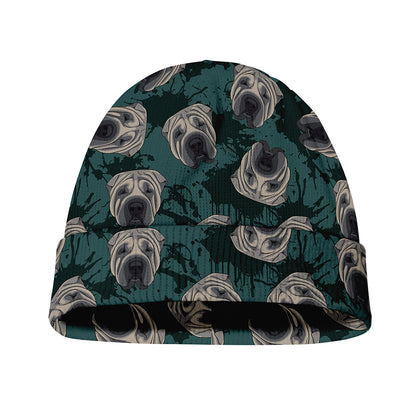 Shar Pei Face Pattern Print Beanie