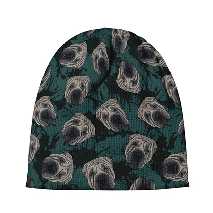 Shar Pei Face Pattern Print Beanie