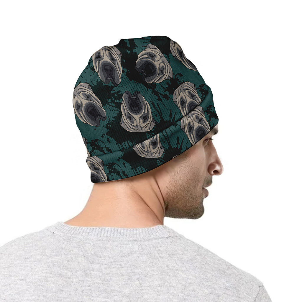 Shar Pei Face Pattern Print Beanie