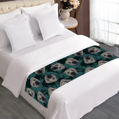 Shar Pei Face Pattern Print Bed Runner