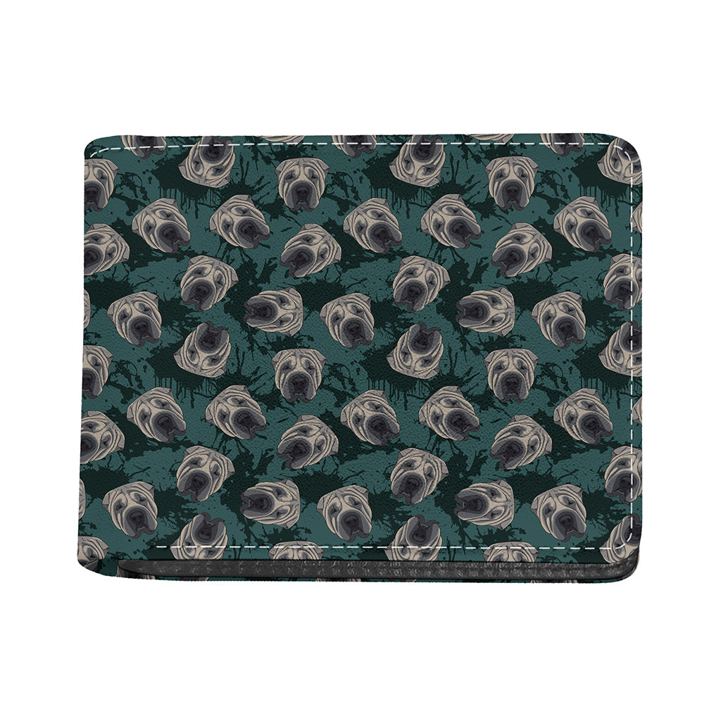Shar Pei Face Pattern Print Bifold Wallet