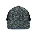 Shar Pei Face Pattern Print Black Mesh Trucker Hat