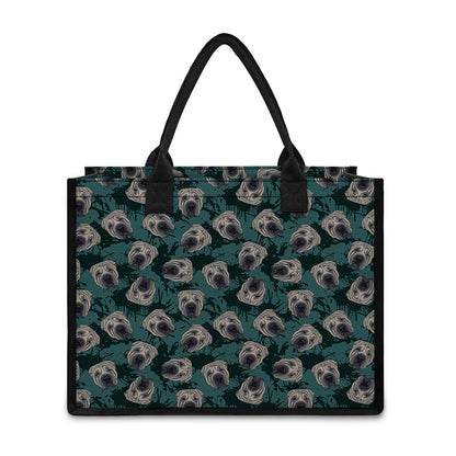 Shar Pei Face Pattern Print Canvas Tote Bag