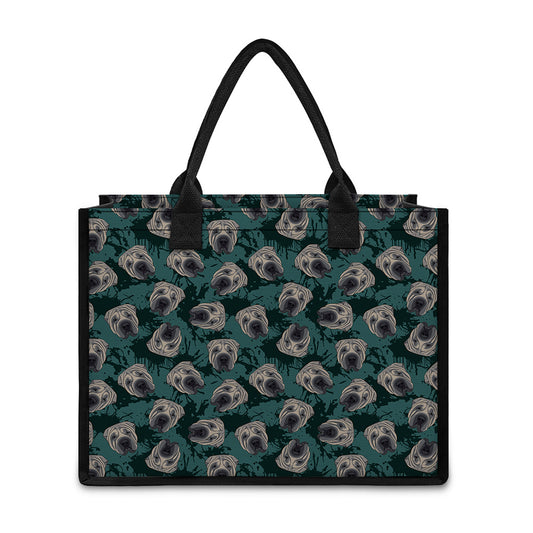 Shar Pei Face Pattern Print Canvas Tote Bag