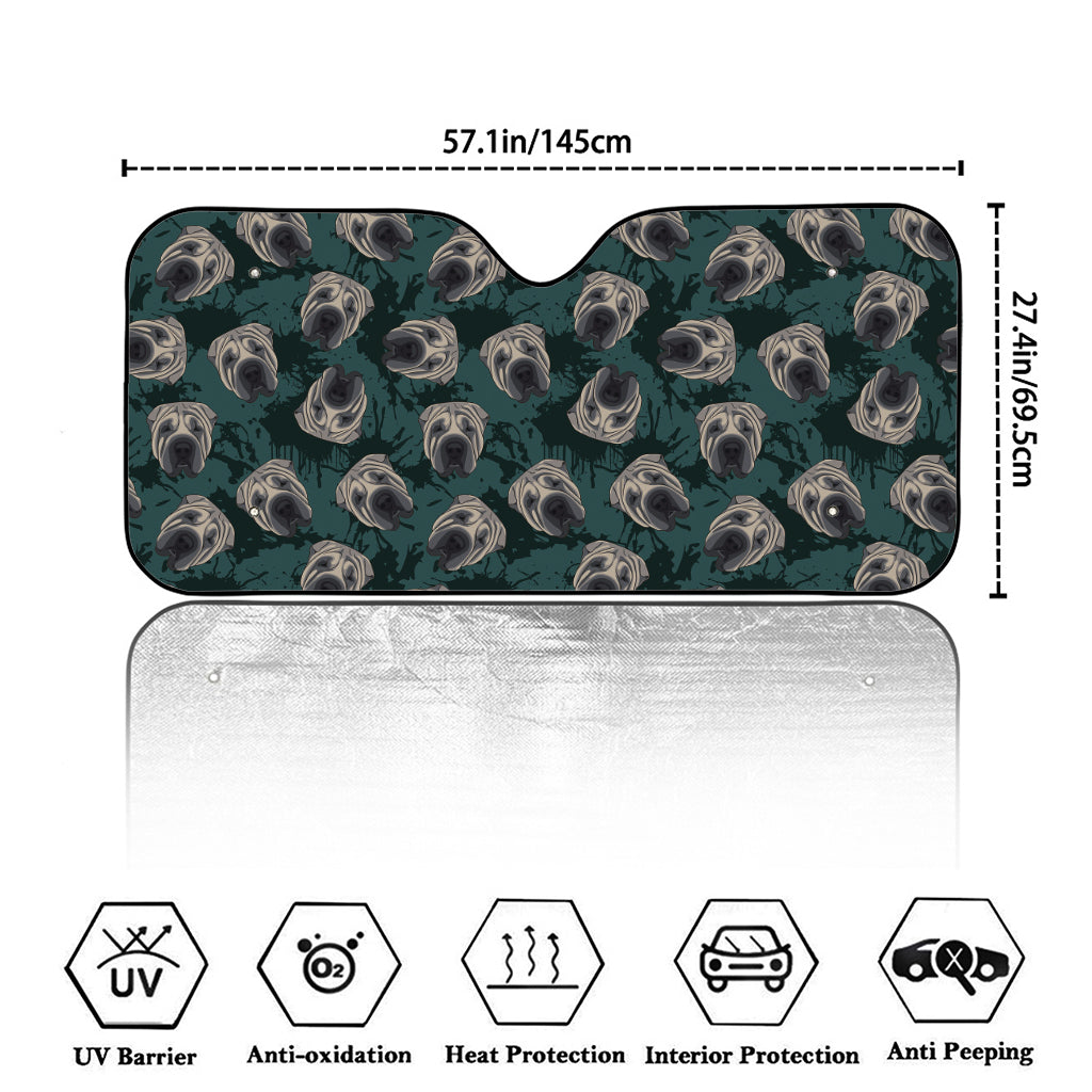Shar Pei Face Pattern Print Car Windshield Sun Shade