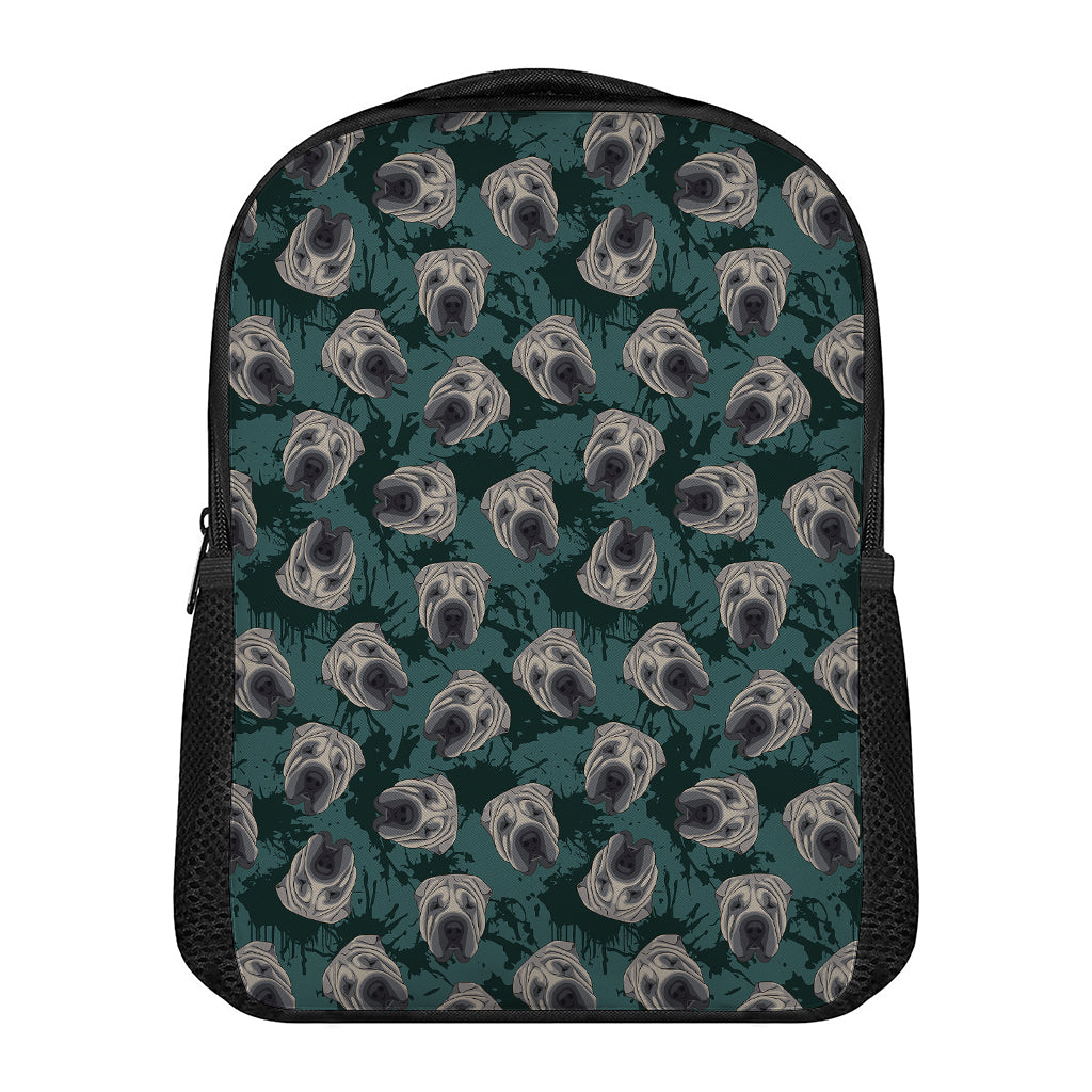 Shar Pei Face Pattern Print Casual Backpack