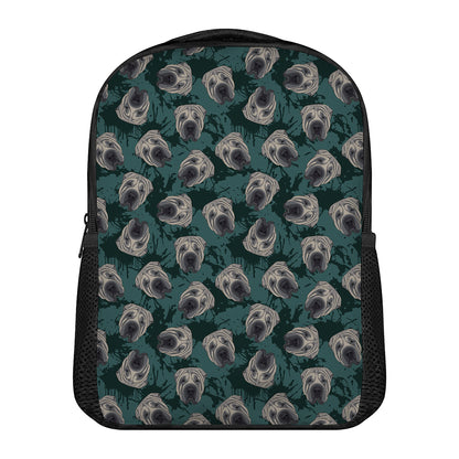 Shar Pei Face Pattern Print Casual Backpack