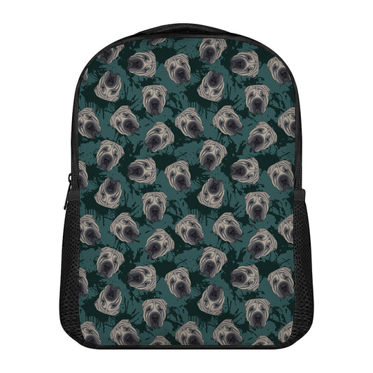 Shar Pei Face Pattern Print Casual Backpack