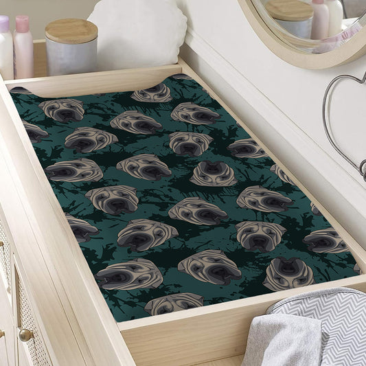 Shar Pei Face Pattern Print Changing Pad Cover