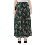 Shar Pei Face Pattern Print Chiffon Maxi Skirt
