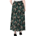 Shar Pei Face Pattern Print Chiffon Maxi Skirt