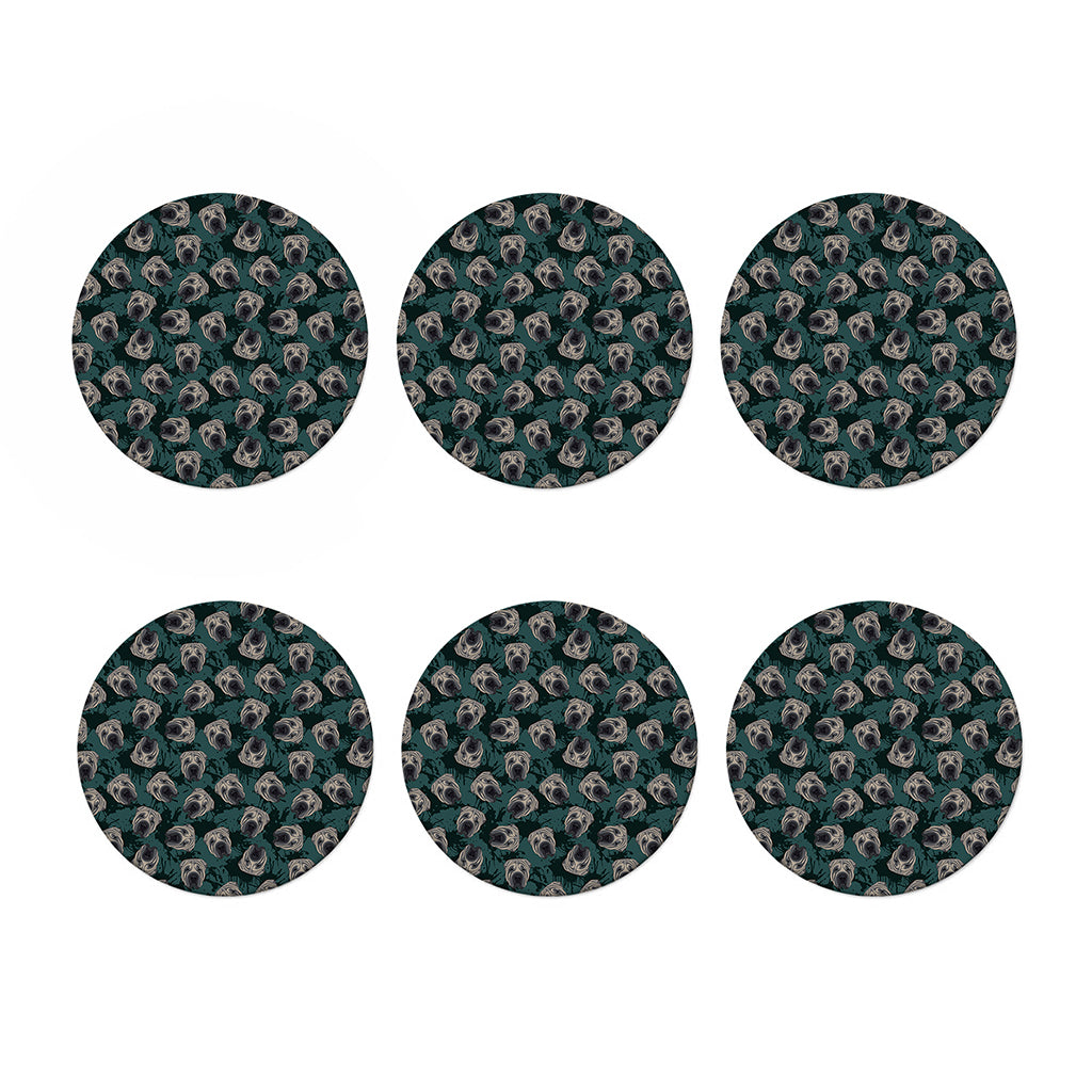 Shar Pei Face Pattern Print Coaster Set