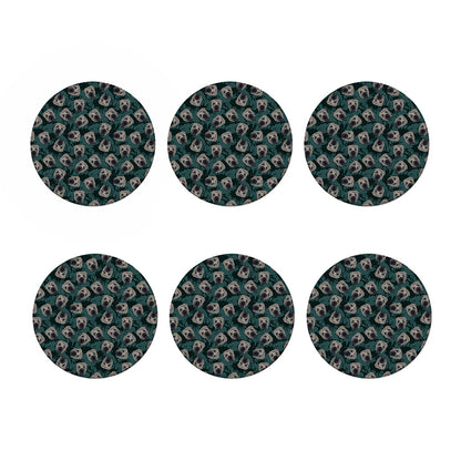 Shar Pei Face Pattern Print Coaster Set