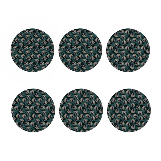 Shar Pei Face Pattern Print Coaster Set