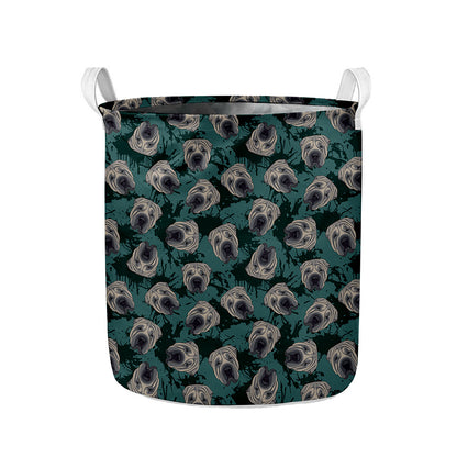 Shar Pei Face Pattern Print Collapsible Laundry Basket