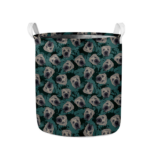 Shar Pei Face Pattern Print Collapsible Laundry Basket