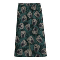 Shar Pei Face Pattern Print Cotton Front Slit Maxi Skirt