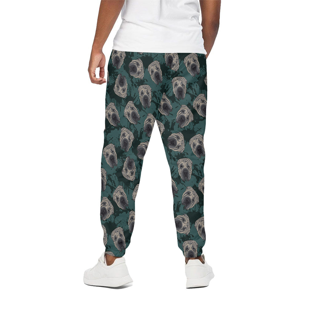 Shar Pei Face Pattern Print Cotton Pants