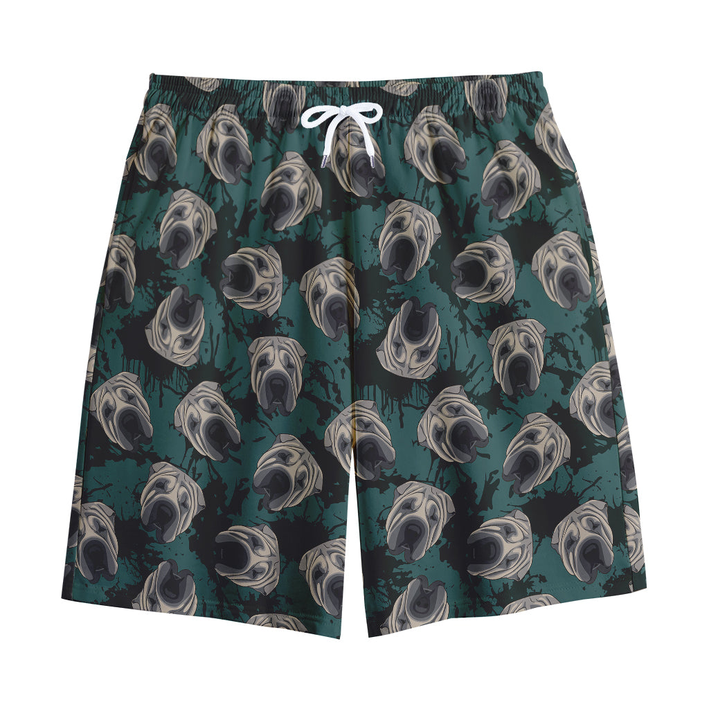 Shar Pei Face Pattern Print Cotton Shorts