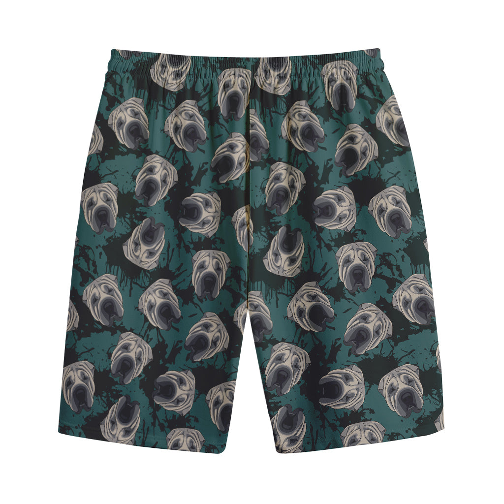 Shar Pei Face Pattern Print Cotton Shorts
