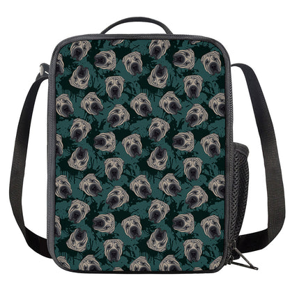 Shar Pei Face Pattern Print Crossbody Lunch Bag