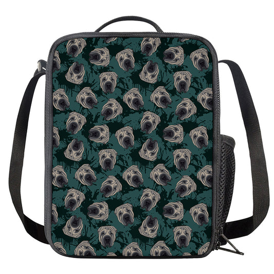 Shar Pei Face Pattern Print Crossbody Lunch Bag