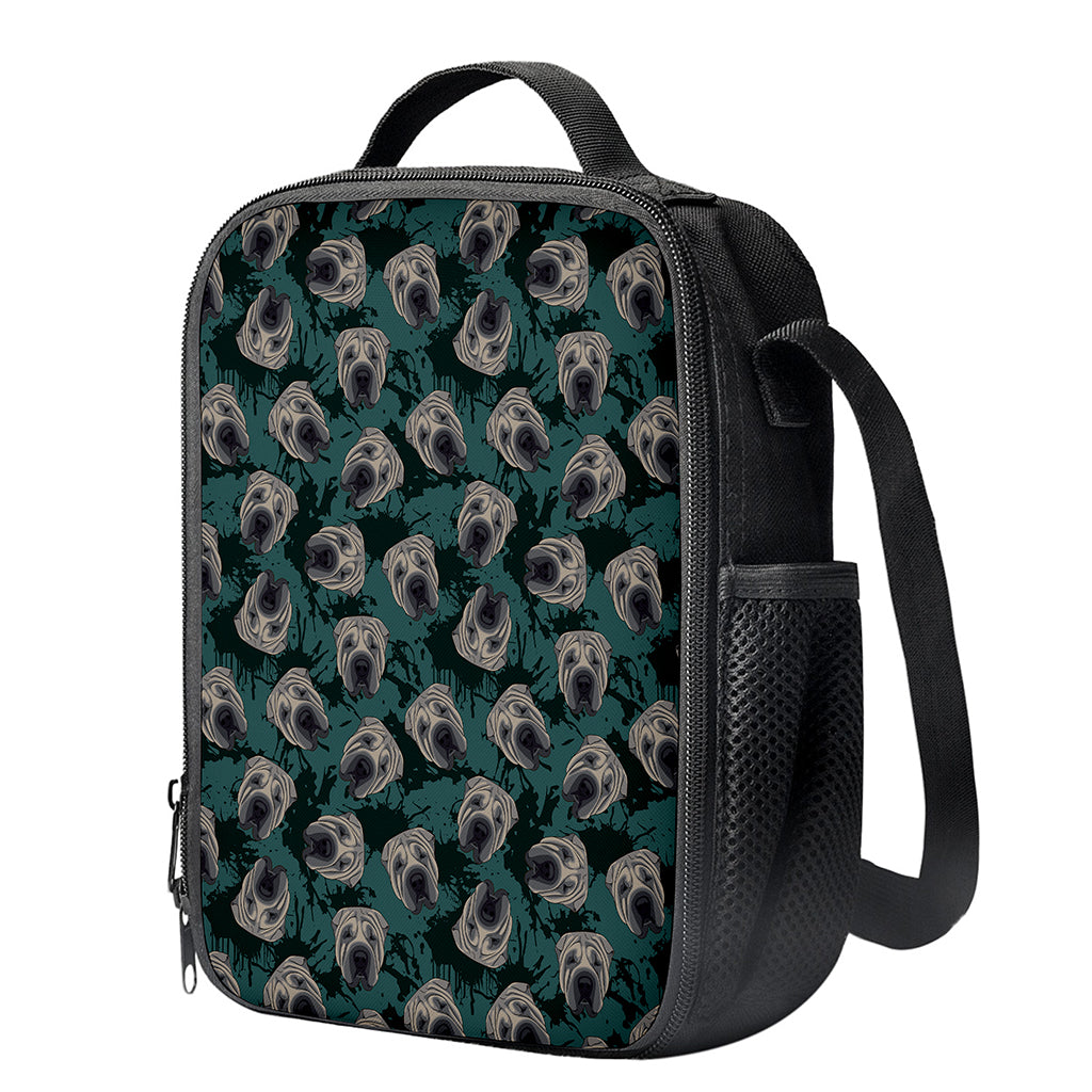 Shar Pei Face Pattern Print Crossbody Lunch Bag