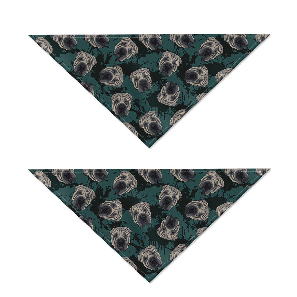 Shar Pei Face Pattern Print Dog Bandana