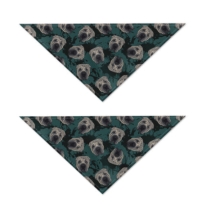 Shar Pei Face Pattern Print Dog Bandana