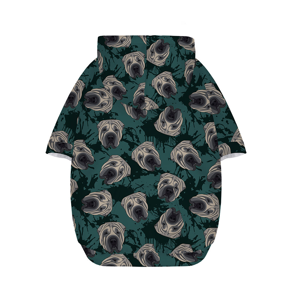 Shar Pei Face Pattern Print Dog Zip Up Hoodie