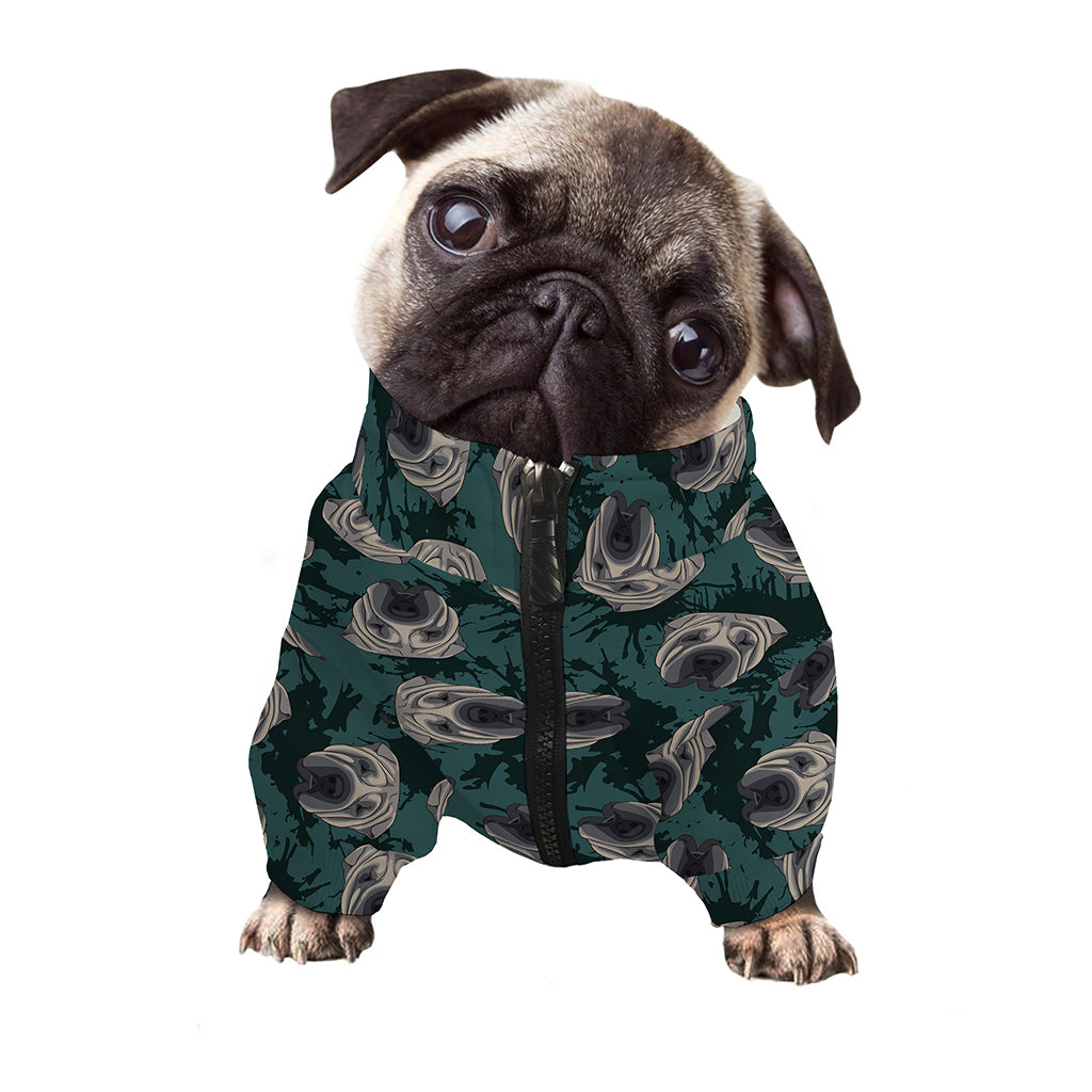 Shar Pei Face Pattern Print Dog Zip Up Jacket