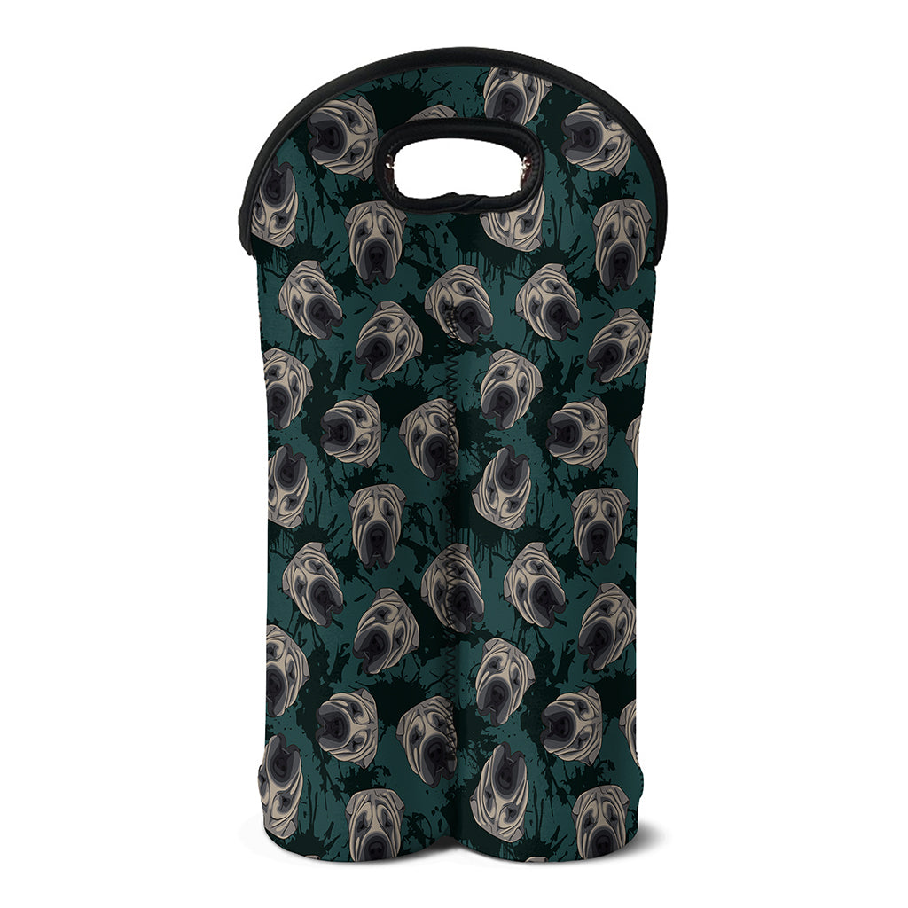 Shar Pei Face Pattern Print Double Neoprene Wine Tote