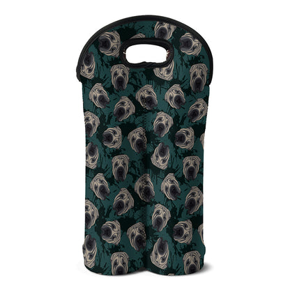 Shar Pei Face Pattern Print Double Neoprene Wine Tote