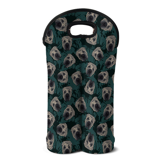 Shar Pei Face Pattern Print Double Neoprene Wine Tote