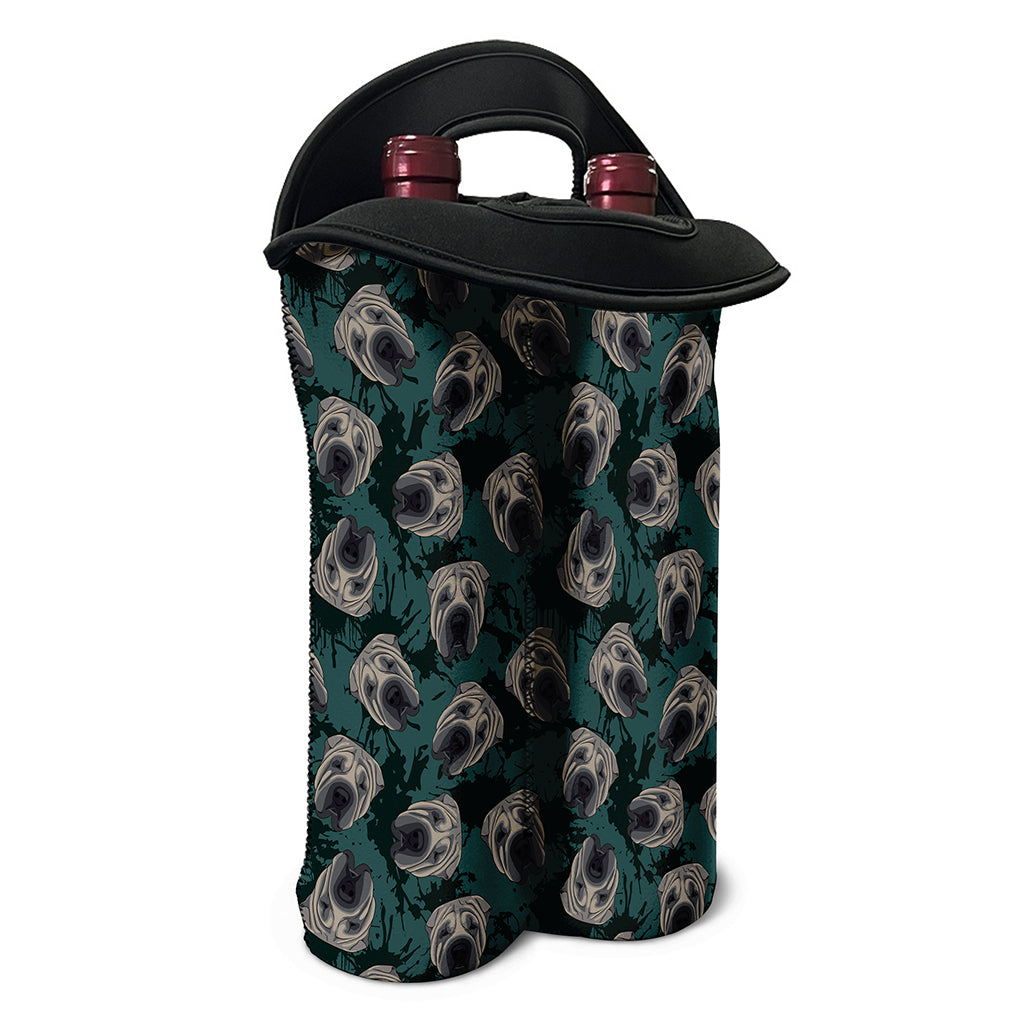 Shar Pei Face Pattern Print Double Neoprene Wine Tote
