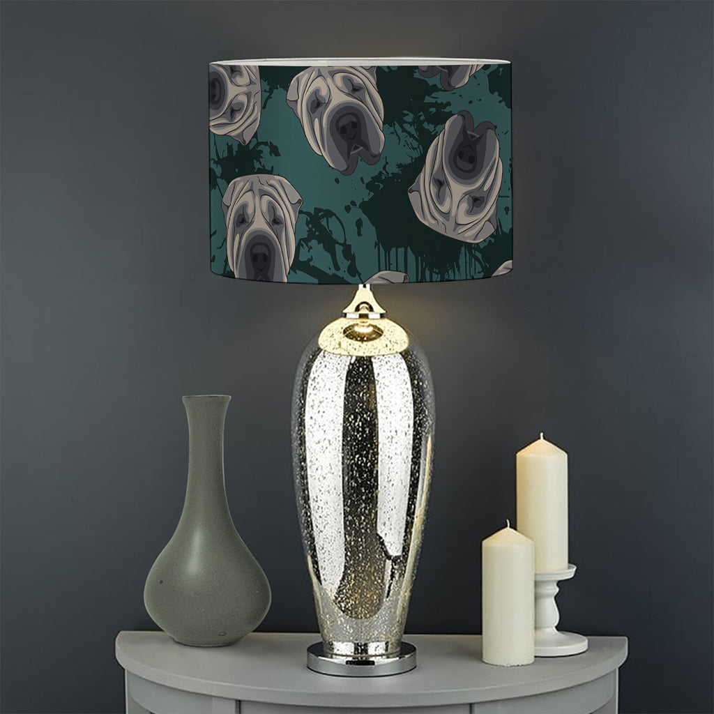 Shar Pei Face Pattern Print Drum Lamp Shade