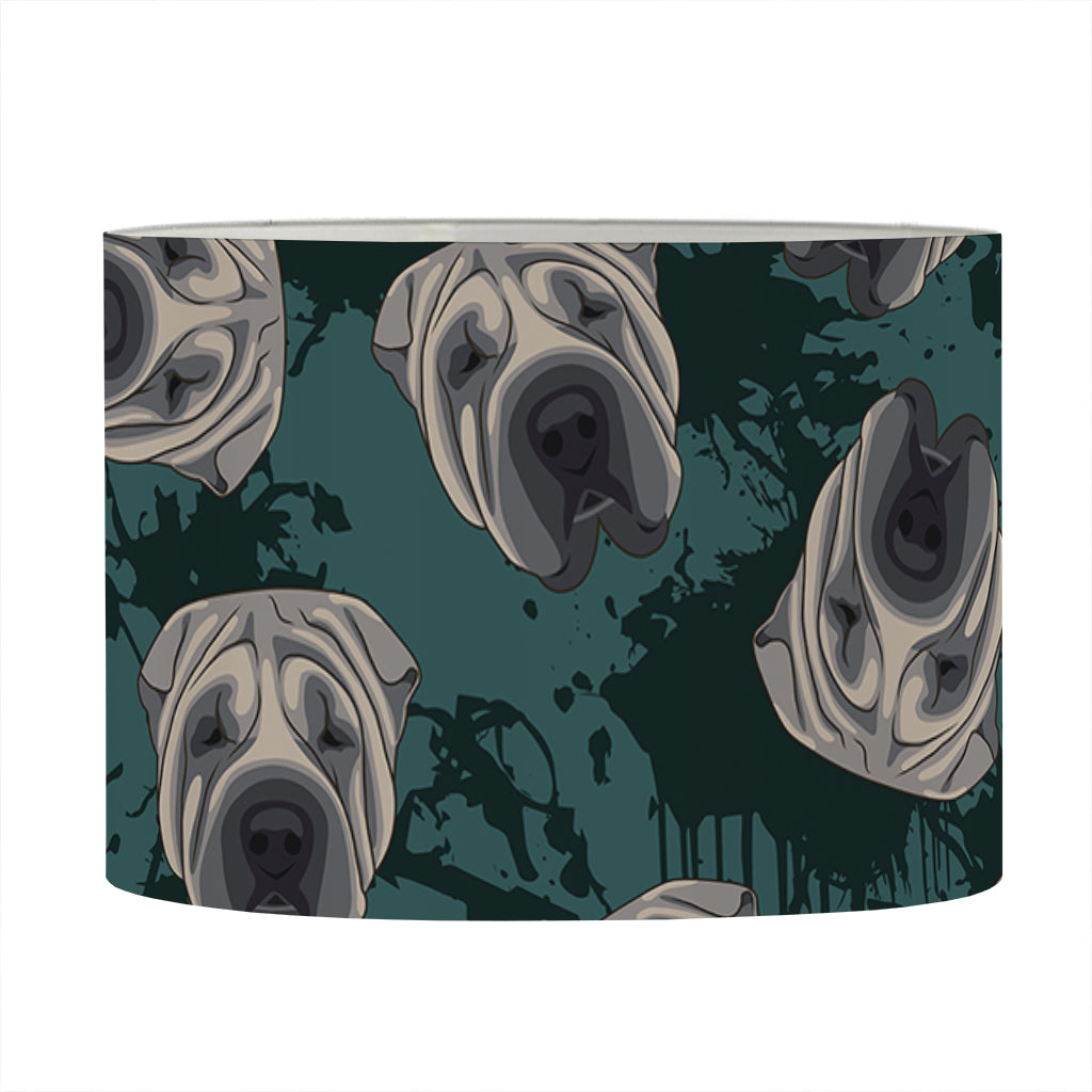 Shar Pei Face Pattern Print Drum Lamp Shade