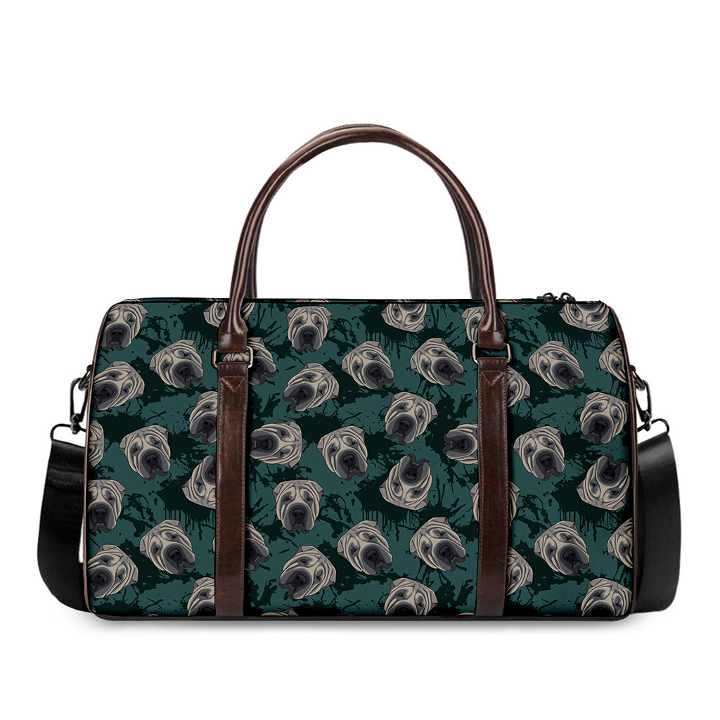Shar Pei Face Pattern Print Duffle Bag
