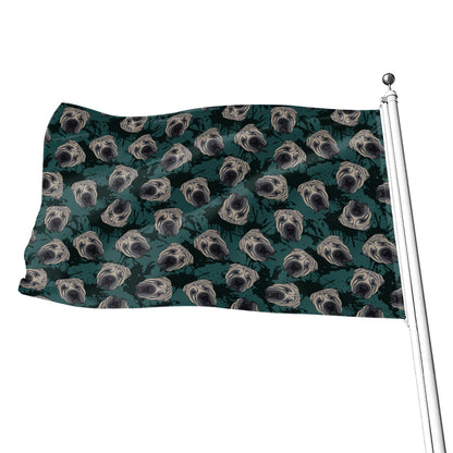 Shar Pei Face Pattern Print Flag
