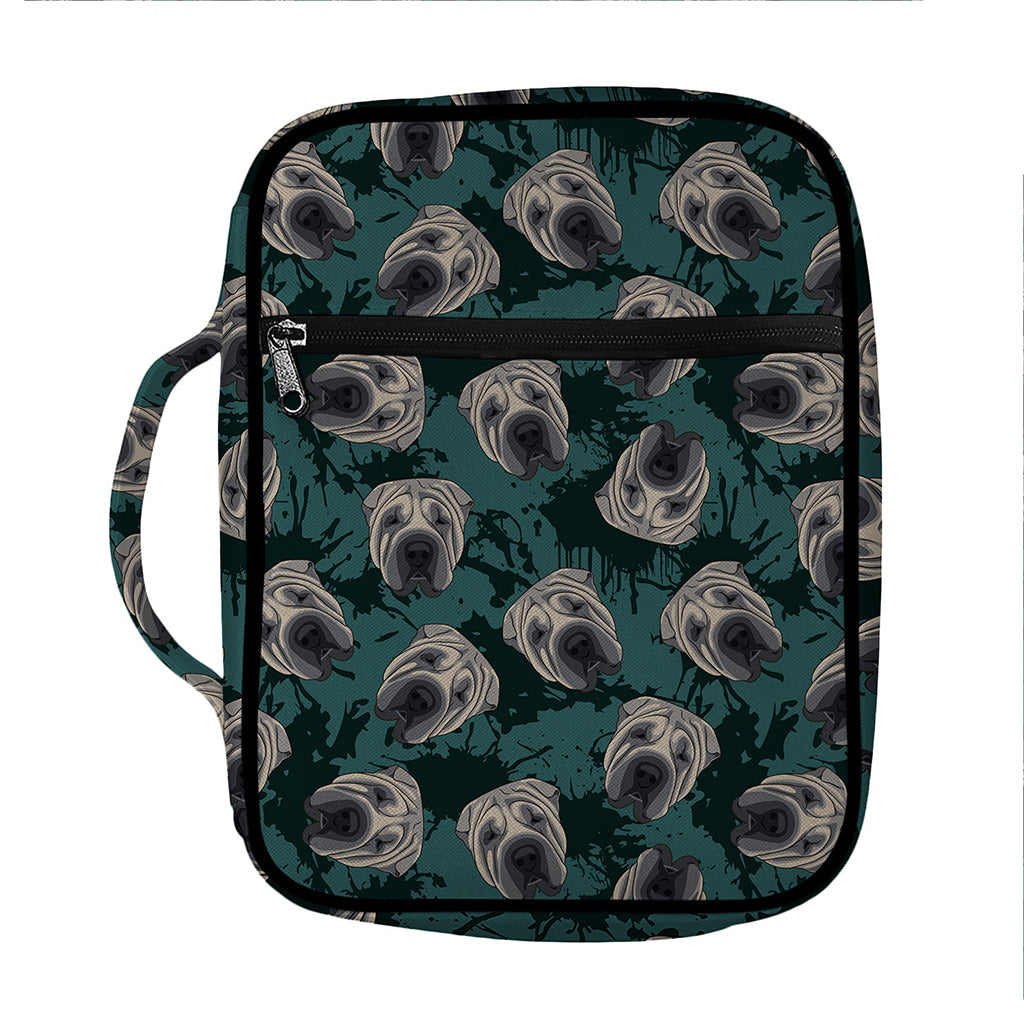 Shar Pei Face Pattern Print Front Pocket Bible Bag