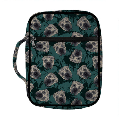 Shar Pei Face Pattern Print Front Pocket Bible Bag