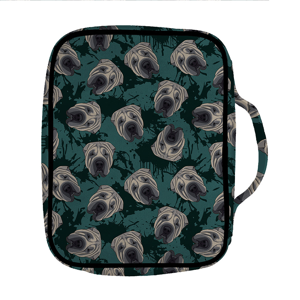 Shar Pei Face Pattern Print Front Pocket Bible Bag