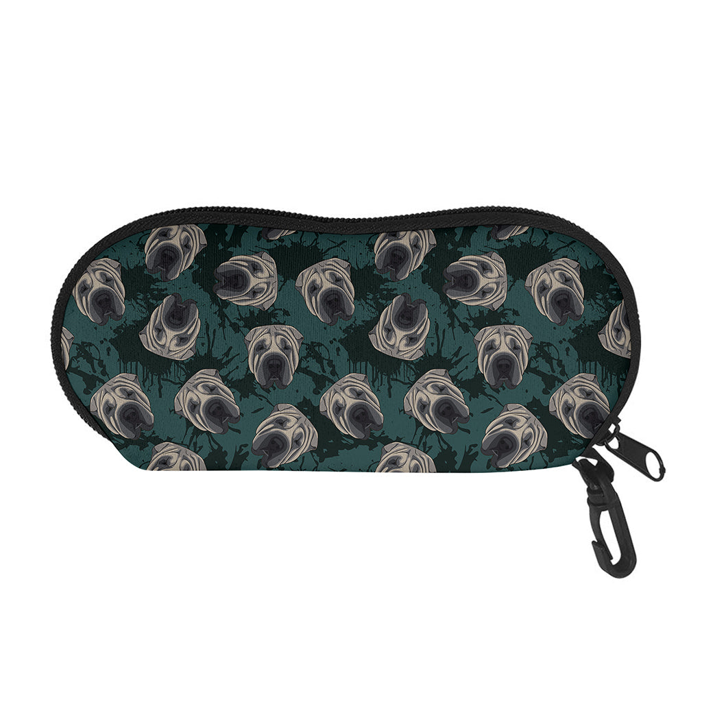 Shar Pei Face Pattern Print Glasses Case