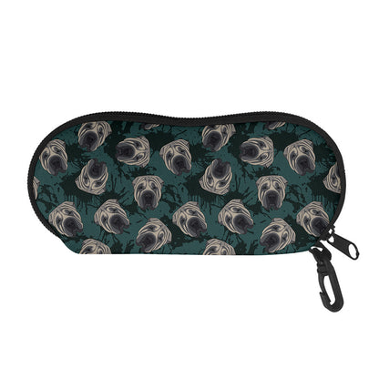 Shar Pei Face Pattern Print Glasses Case