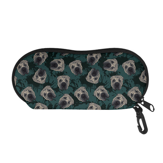 Shar Pei Face Pattern Print Glasses Case