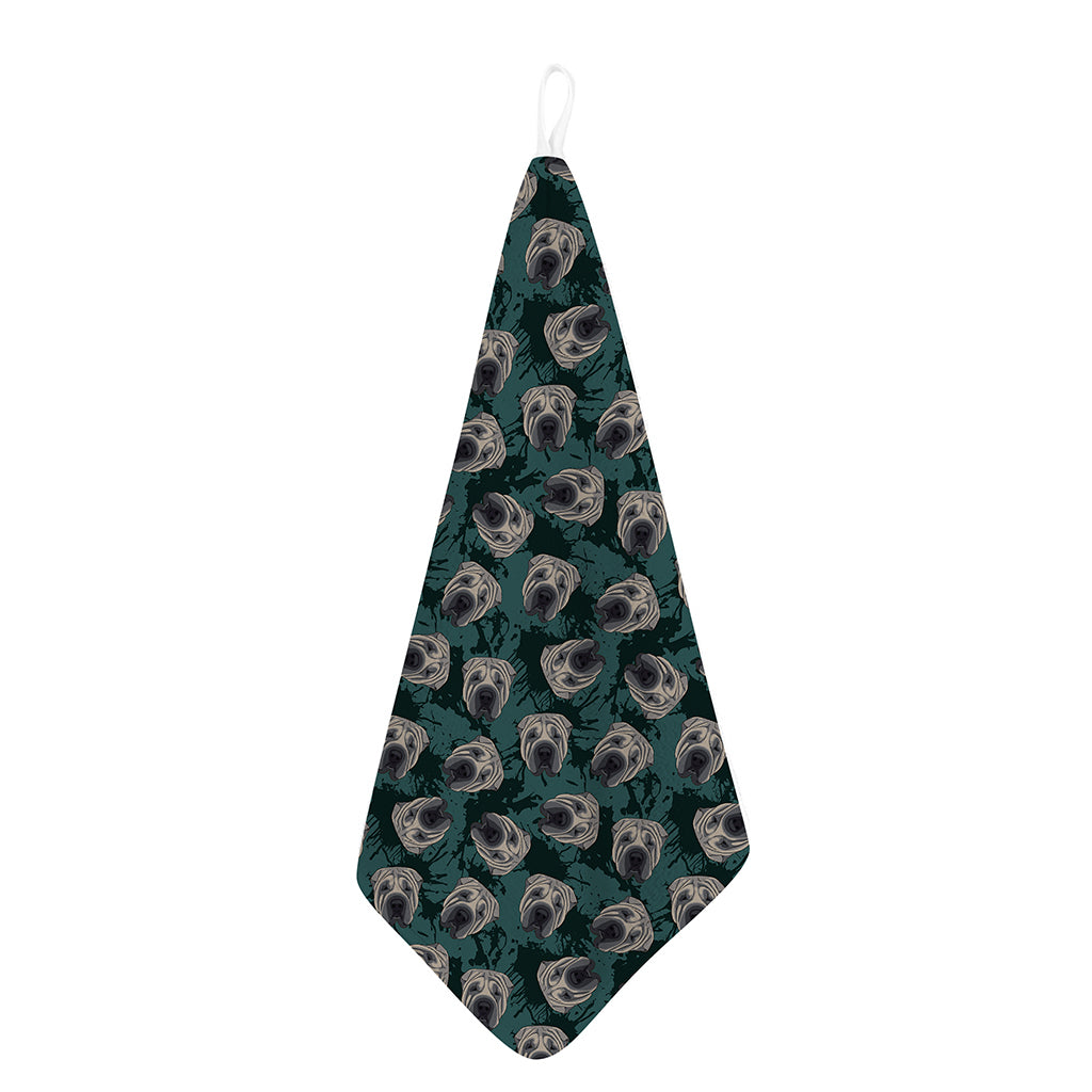 Shar Pei Face Pattern Print Hand Towel