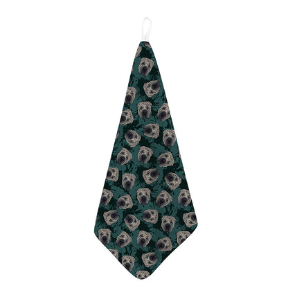 Shar Pei Face Pattern Print Hand Towel